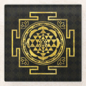 Goldenes Sri Yantra/Sri Chakra Glasuntersetzer (Vorderseite)