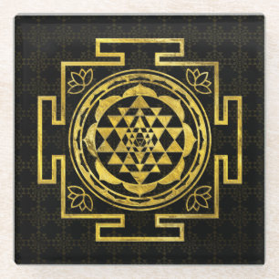 Goldenes Sri Yantra/Sri Chakra Glasuntersetzer