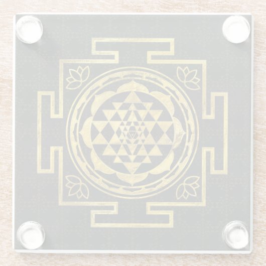 Goldenes Sri Yantra/Sri Chakra Glasuntersetzer (Rückseite)