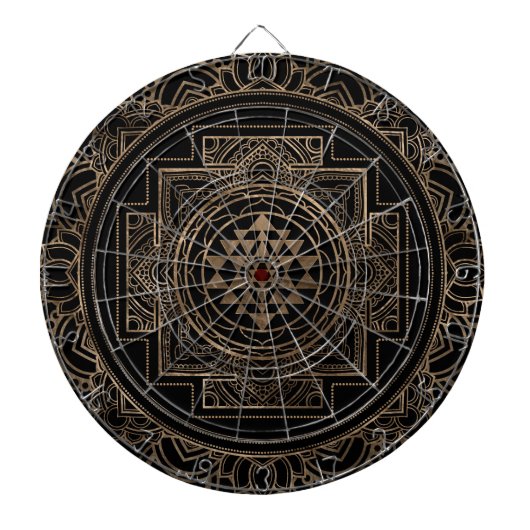 Goldenes Sri Yantra/Sri Chakra im Lotos Dartscheibe (vorne)