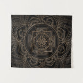 Goldenes Sri Yantra/Sri Chakra im Lotos Wandteppich (Vorderseite (Horizontal))