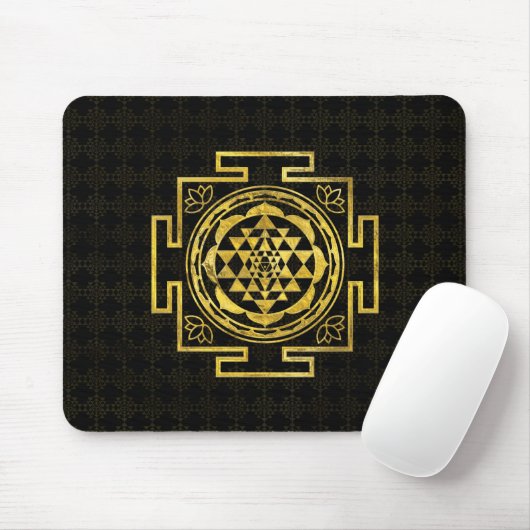 Goldenes Sri Yantra/Sri Chakra Mousepad (Mit Mouse)