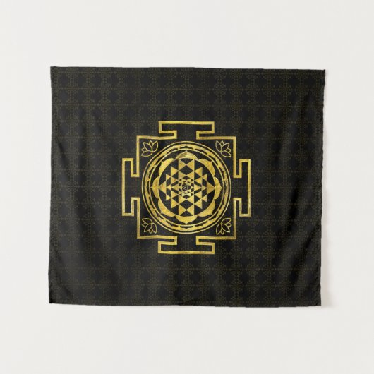 Goldenes Sri Yantra/Sri Chakra Wandteppich (Vorderseite (Horizontal))
