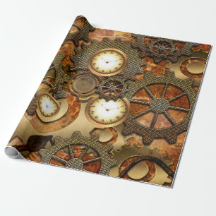 Goldenes steampunk geschenkpapier
