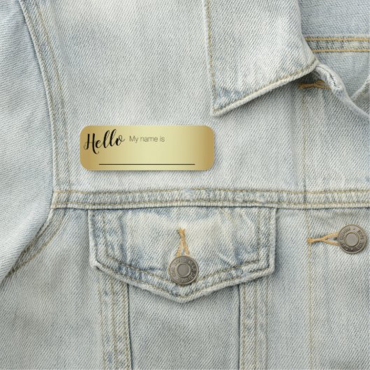 Goldenes Steigungs-Skript hallo Namensschild (Beispiel)