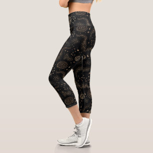 Goldenes Sternbild Galaxy Muster Capri Leggings
