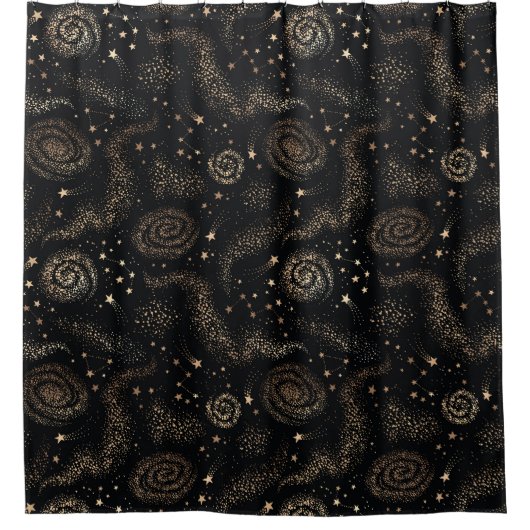 Goldenes Sternbild Galaxy Muster Duschvorhang (Vorderseite)
