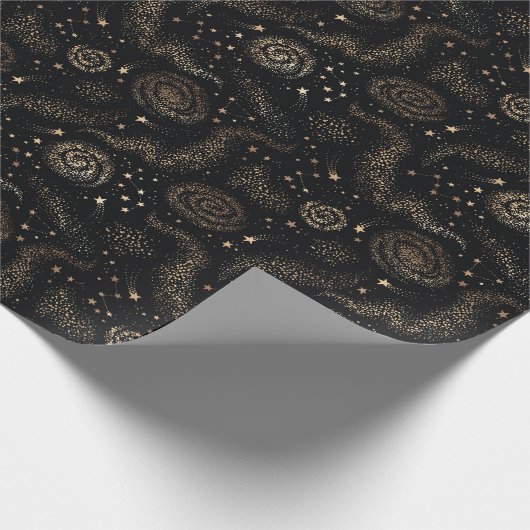 Goldenes Sternbild Galaxy Muster Geschenkpapier (Ecke)