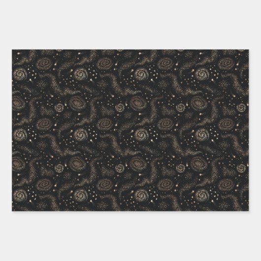 Goldenes Sternbild Galaxy Muster Geschenkpapier Set (Vorderseite 2)