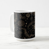 Goldenes Sternbild Galaxy Muster Kaffeetasse (Vorderseite Links)