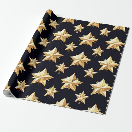 Goldenes Sternenmuster Geschenkpapier (Ungerollt)