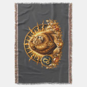 Goldenes Sternzeichen Löwe mit Edelsteinen Grau Decke (Vorderseite Vertikal)