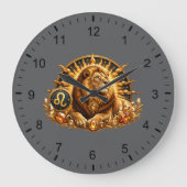 Goldenes Sternzeichen Löwe mit Edelsteinen Große Wanduhr (Vorderseite)