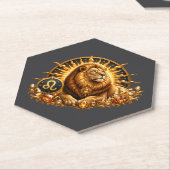 Goldenes Sternzeichen Löwe mit Edelsteinen Untersetzer (angewinkelt)