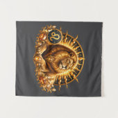 Goldenes Sternzeichen Löwe mit Edelsteinen Wandteppich (Vorderseite (Horizontal))