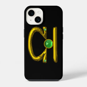 GOLDENES STERNZEICHEN WAAGE Smaragd-Edelstein iPhone 14 Hülle