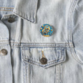 Goldenes Stier-Symbol auf blauem Kreis Button (Beispiel)