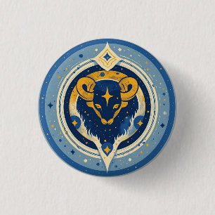 Goldenes Stier-Symbol auf blauem Kreis Button