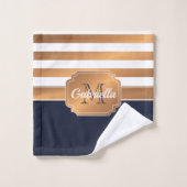 Goldenes Streifenmuster Badhandtuch Set (Waschlappen)