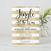 Goldenes Stripe Jingle Einladung (Stehend Vorderseite)