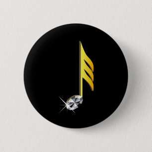 Goldenes Symbol einer Musiknote 1/32 Button