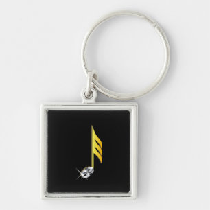 Goldenes Symbol einer Musiknote 1/32 Schlüsselanhänger