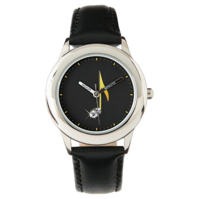 Goldenes Symbol einer Musiknote 1/8 Armbanduhr (Vorderseite)