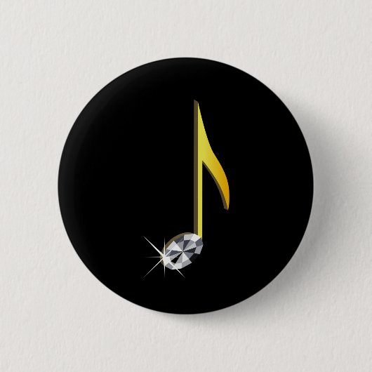 Goldenes Symbol einer Musiknote 1/8 Button (Vorderseite)