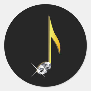 Goldenes Symbol einer Musiknote 1/8 Runder Aufkleber