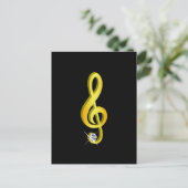 Goldenes Symbol für eine Musiknote G-Clef Postkarte (Stehend Vorderseite)
