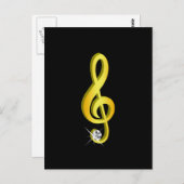 Goldenes Symbol für eine Musiknote G-Clef Postkarte (Vorne/Hinten)
