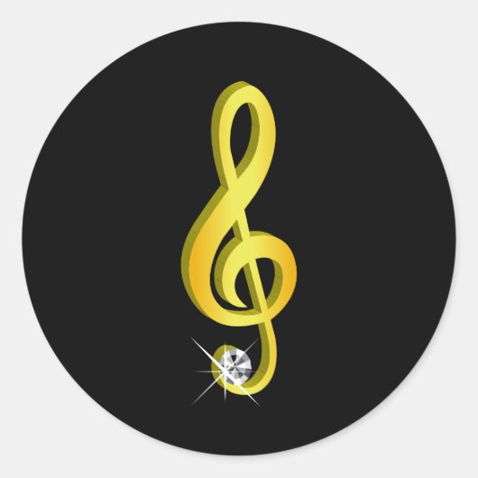 Goldenes Symbol für eine Musiknote G-Clef Runder Aufkleber (Vorderseite)