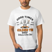 Goldenes T-Shirt Golf Gute Zeiten kalte Bier (Vorderseite)