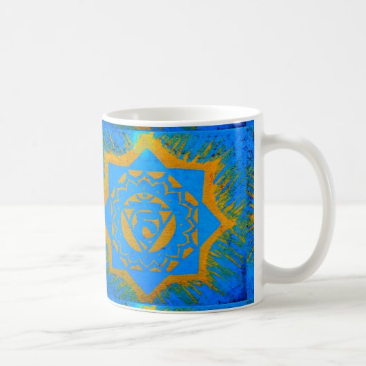 goldenes Tantrylesymbol auf blau Kaffeetasse (Rechts)