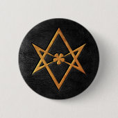 Goldenes Thelemic Unicursal Hexagram-Schwarz-Leder Button (Vorderseite)