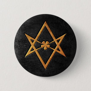 Goldenes Thelemic Unicursal Hexagram-Schwarz-Leder Button