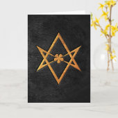 Goldenes Thelemic Unicursal Hexagram-Schwarz-Leder Karte (Gelbe Blume)