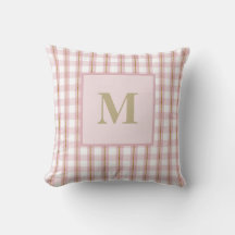Goldenes Thread Rosa Gingham Monogram Kissen
