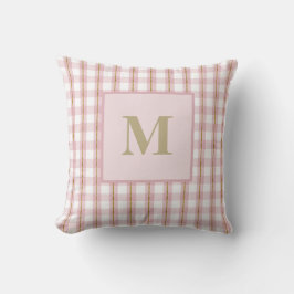 Goldenes Thread Rosa Gingham Monogram Kissen