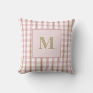 Goldenes Thread Rosa Gingham Monogram Kissen