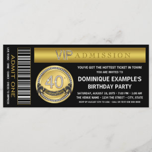 Goldenes Ticket 40. Geburtstagsfeier Einladung