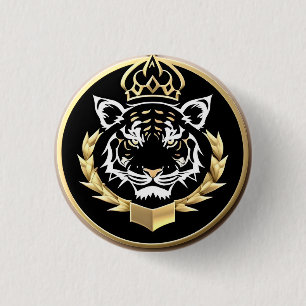 Goldenes Tiger-Wappen-Emblem Button