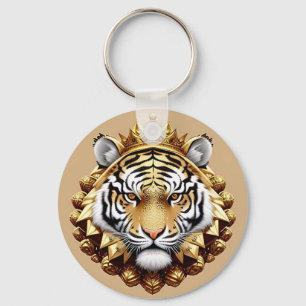 Goldenes Tiger-Wappen-Emblem Schlüsselanhänger