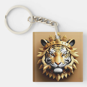 Goldenes Tiger-Wappen-Emblem Schlüsselanhänger