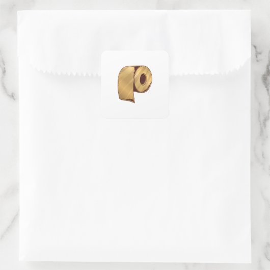 Goldenes Toilettenpapier Quadratischer Aufkleber (Tasche)