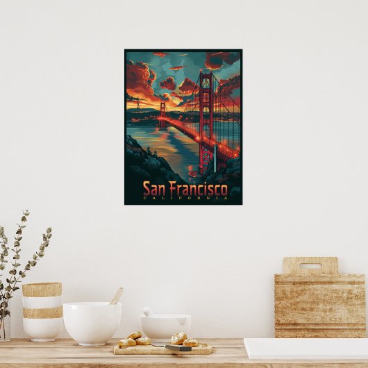 Goldenes Tor: San Francisco Skyline Poster (Küche)