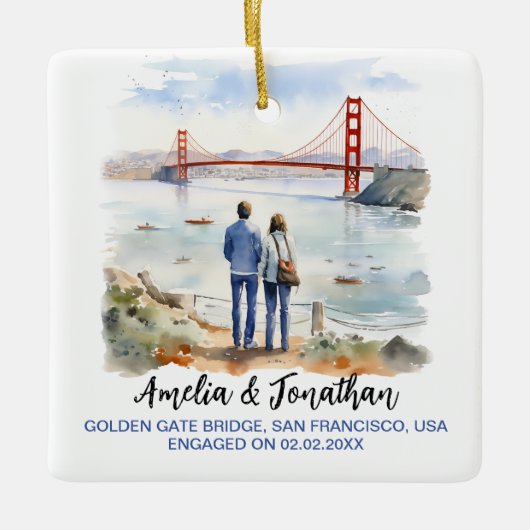 Goldenes Tor, San Francisco, Wasserfarbenreisen Ar Keramikornament (Vorderseite)