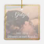 Goldenes Trimm auf dem Dog Memorial Square Zwei Fo Keramikornament (Rückseite)