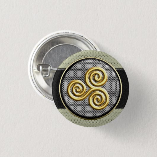 Goldenes Triskele Button (Vorne & Hinten)