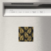 Goldenes Tropisches Blätter Luxus-Muster Magnet (In Situ (Geschirrspüler))